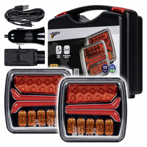Lumini, Becuri, Proiectoare - Set de lampi stop, triple cu magnet Wireless, 3 functii, 11.02 x 10.26cm