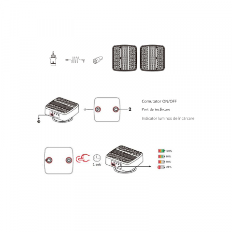Set de lampi stop, triple cu magnet Wireless, 5 functii, 10 x 10.05cm, 12V [10]