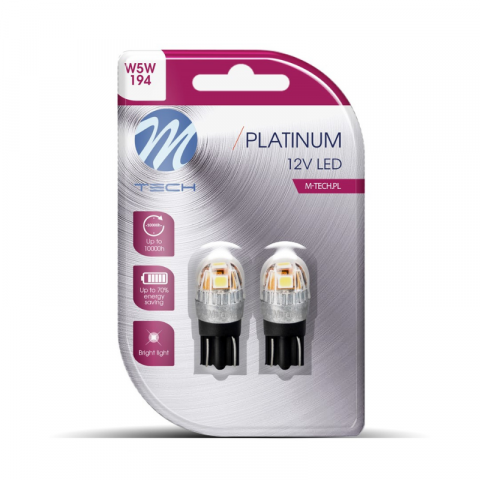 Set doua becuri Platinum, T10, W2.1x9.5d, W5W, 12-24V, 1W, alb
