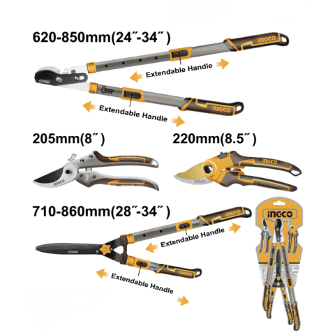 Foarfece - Set foarfeci pomi, 4 piese, SK5, telescopic pentru gradina crengi si gard viu