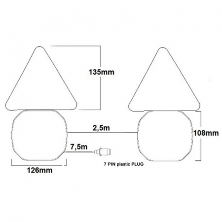 Set lampi stop remorca, LED, efect neon, 7.5m, 7 pini, L2412 - Truck LED L2412-Z [1]