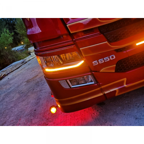 Becuri LED - Set module LED, pozitie, portocaliu/alb + lumina stroboscopica pentru SCANIA R/S 2016+, faruri DRL, 240844