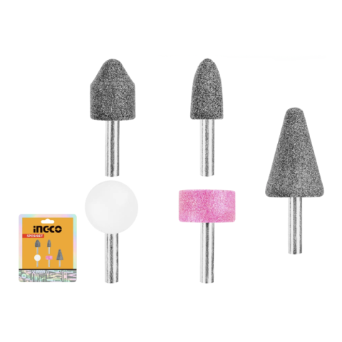 Feronerie si accesorii - Set pietre slefuit biax 5 buc, tija 6 mm, forme multiple pentru metal si finisare