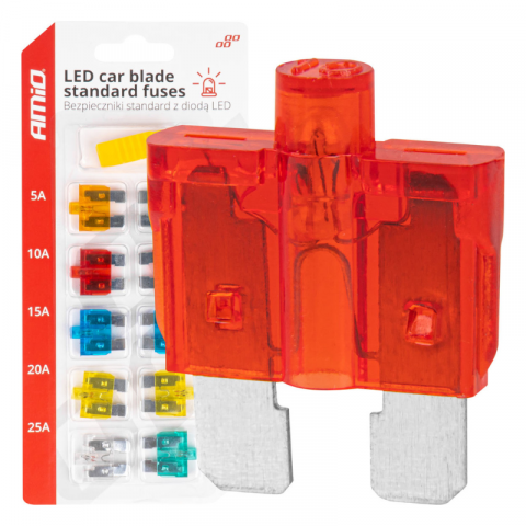 Sigurante - Set 10 buc Sigurante Auto Standard Tip Lama cu Indicator LED