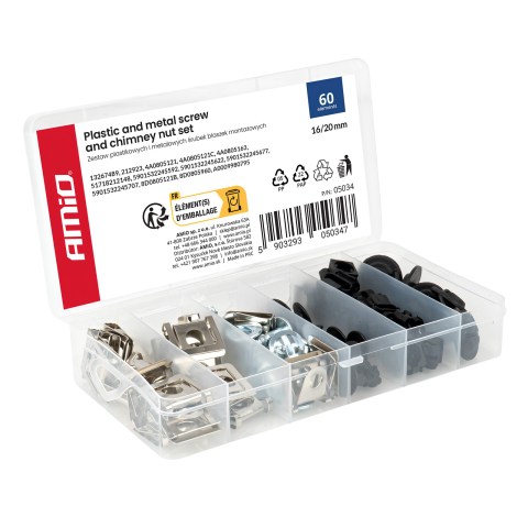 Accesorii auto - Set suruburi si cleme de fixare din plastic si metal, 60 piese