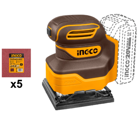 Slefuitor Orbital cu Acumulator, 20V, 12000 RPM, Talpa 110x100 mm, Fara Fir, Ergonomic, Compatibil P20S [1]