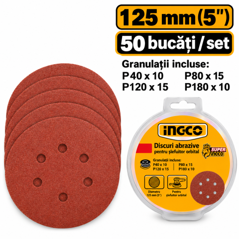 Noutati - Smirghel 125 mm, Set 50buc