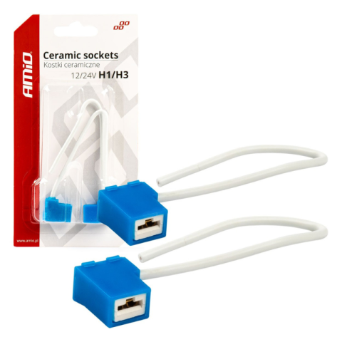 Noutati - Soclu Ceramic H1/H3, Mufa Unghiulara 12/24V, Set 2 Bucati