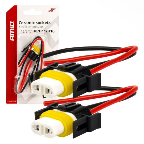 Noutati - Soclu Ceramic H8/H11/H16, Mufa Conector Far 12/24V, Set 2 Bucati