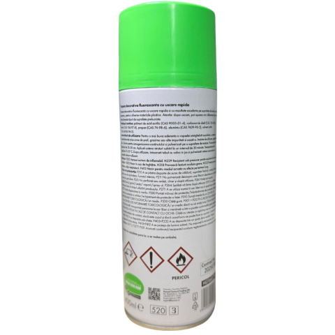 Spray vopsea fluorescenta verde, 400 ml, uscare rapida, aplicare uniforma [1]