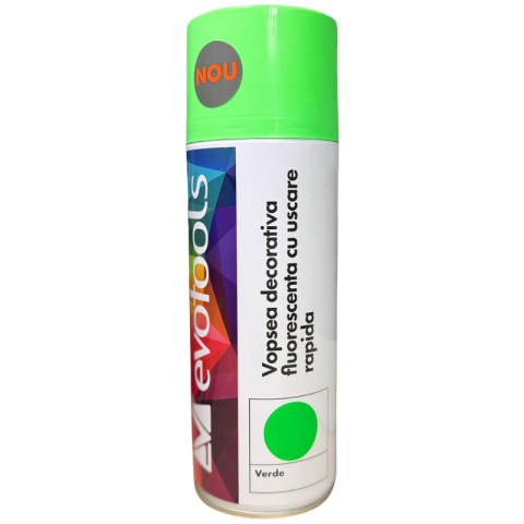 Sprayuri, intretinere si cosmetica auto - Spray vopsea fluorescenta verde, 400 ml, uscare rapida, aplicare uniforma
