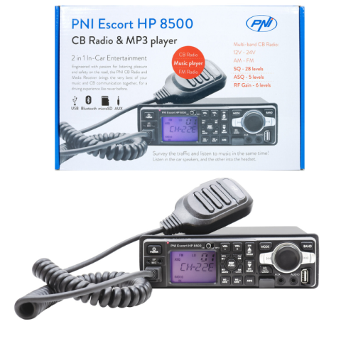 Accesorii si Echipamente Auto - Statie Radio CB, 12V / 24V, 4W, 80 FM / 40 AM, MP3 Player, Bluetooth, montaj 1 DIN
