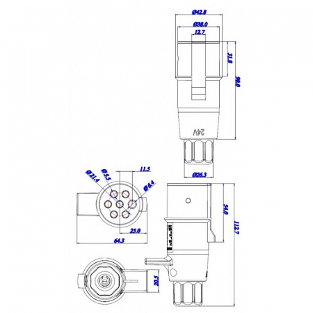 Stecher cu 7 pini, 12V, tip N - Truck LED E1300 [2]