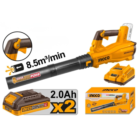 Aspiratoare, Suflante si Cantare - Suflanta de Frunze, 20V, Brushless, Turatie Variabila, cu 2 acumulatori 2.0Ah si incarcator