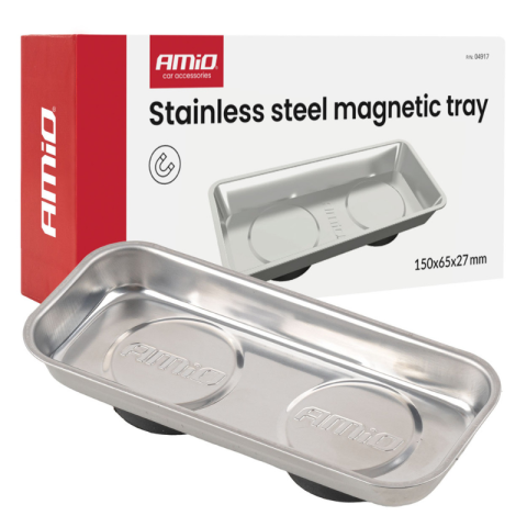 Tava magnetica din otel inoxidabil, 15 x 6.5 x 2.7cm, organizare suruburi, piese metalice