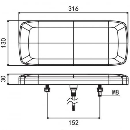 Tripla cu semnalizare dinamica si triunghi, 316 x 130mm - Truck LED 1918 L1919 [2]