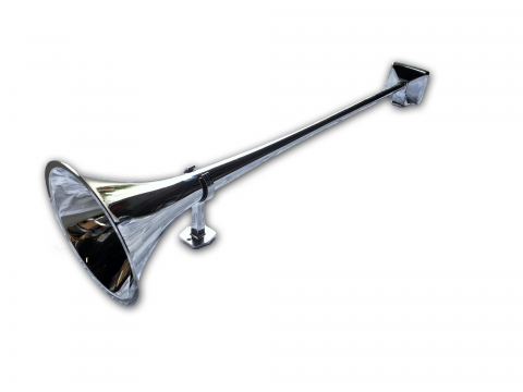 Dispozitive Avertizare - Trompeta Claxon HADLEY Pneumatica, Cromata, Rotunda, 95 cm