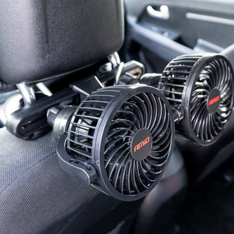 Ventilator Auto Dublu, 12V, 2 x 10cm,  pentru Tetiera, Ajustabil [2]
