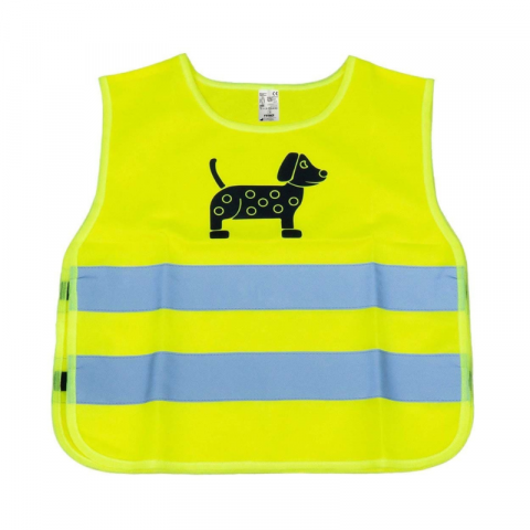 Accesorii Diverse - Vesta Reflectorizanta Siguranta Copii, Galbena cu Certificat, Model CATELUS (DOG)
