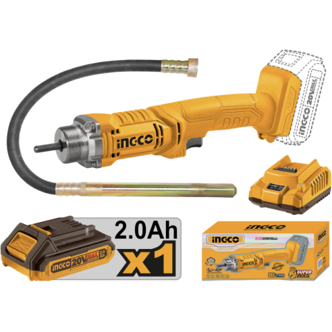 Vibrator Beton Fara Fir, 20V, 2300rpm, Furtun 1,2m, Acumulator 2.0Ah [2]