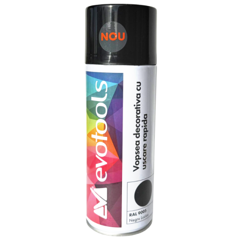 Vopsea spray decorativa, uscare rapida, negru lucios RAL 9005, 400 ml [1]