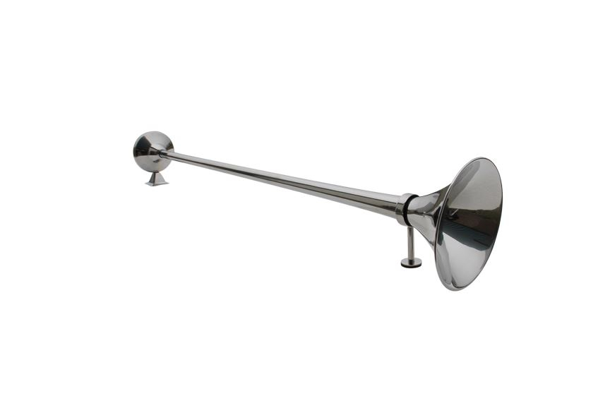 Claxon pneumatic 95 x 18 cm, inox, 122 dB, racord furtun 8 mm