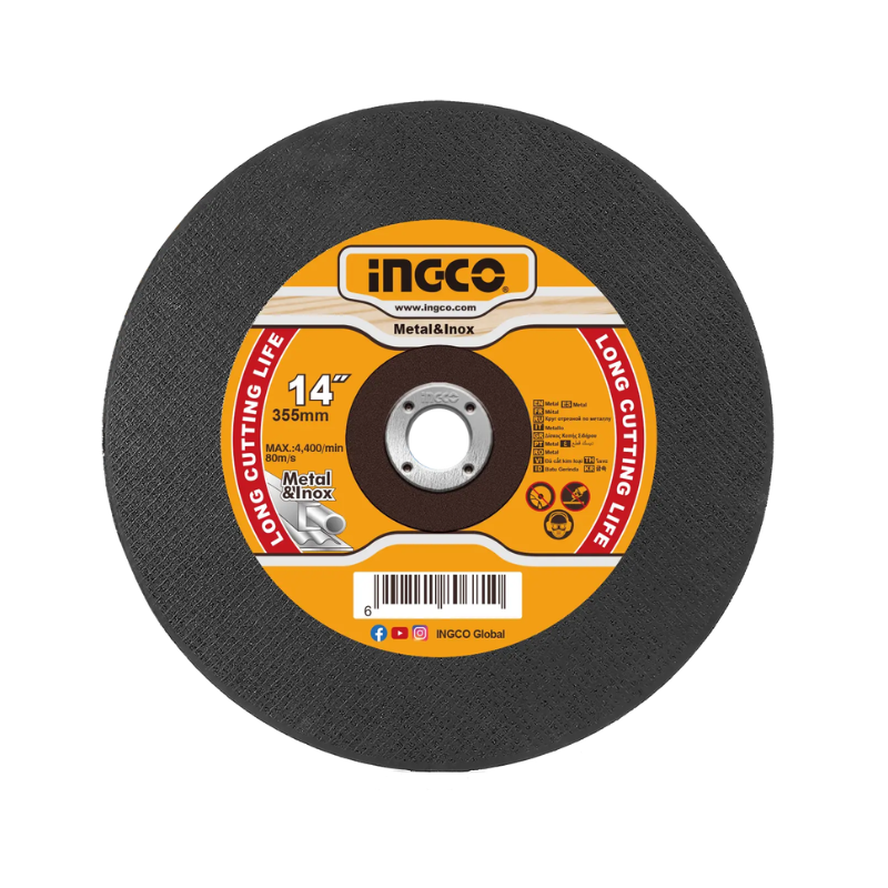 Disc abraziv INGCO pentru taiere metal si inox, 35,5 0,3 cm, gaura 2,54 cm
