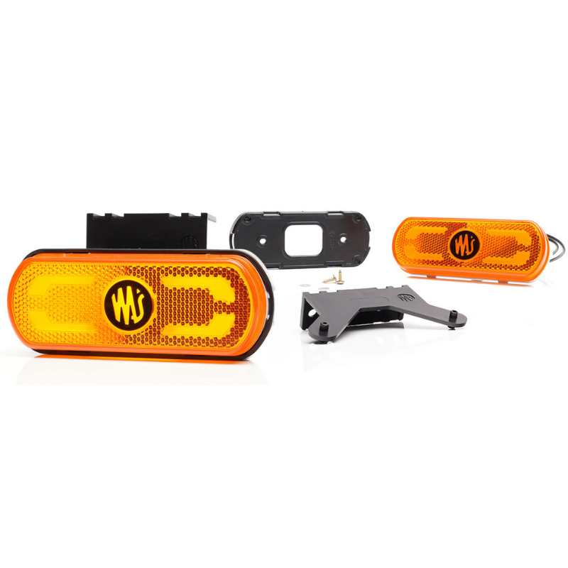 Lampa gabarit LED, pozitie, logo reflectorizant, 12-24V, IP6K9K, 13.38cm Galben