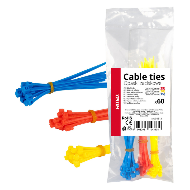 Set 60 Coliere, Bride Cablu (Soricei) Plastic Multicolor
