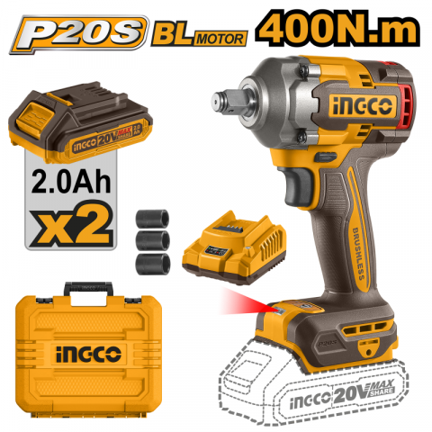 Scule electrice - Cheie de Impact cu Acumulator, 400Nm, 20V, Brushless, 1/2’’, pachet complet
