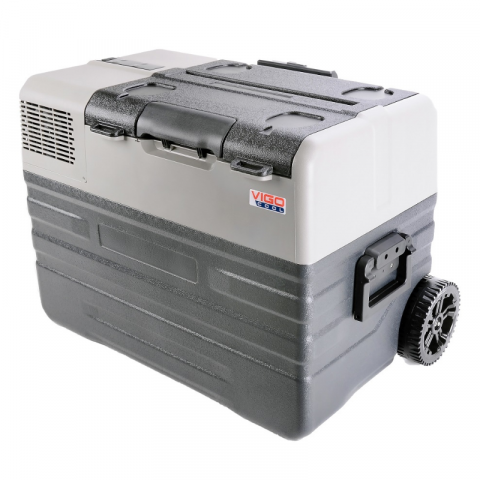 Frigidere - Frigider auto portabil cu roti si maner telescopic, 42L, compresor, 12/24/230V, Bluetooth si Aplicatie
