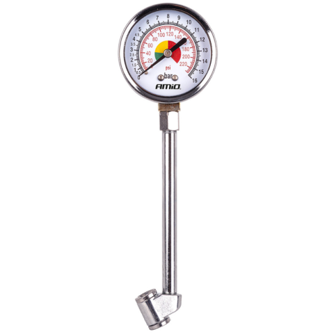 Scule electrice - Manometru presiune roti TIR, 15 bar, metalic, verificare anvelope auto camion SUV