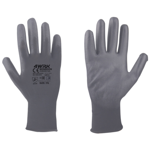 Echipamente de protectie si siguranta - Manusi de lucru MONSOON XKS6002, gri, cu acoperire PU pentru precizie