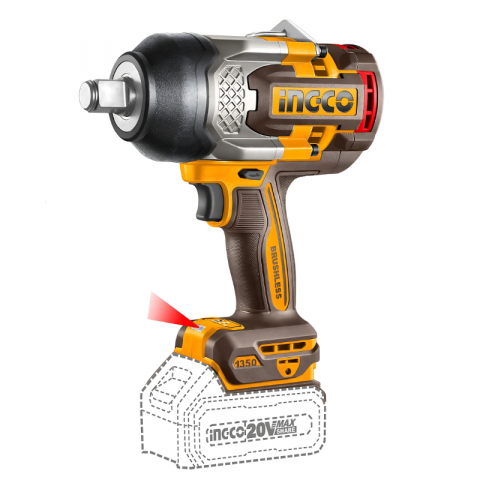 Scule electrice - Masina de insurubat cu Impact fara Perii Ingco, 20V, 1900 Nm, 3/4"