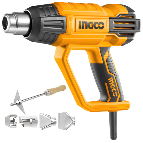 Pistoale aer cald si truse de lipit - Pistol cu aer cald INGCO, 2000 W, 3 trepte, 50°C/380°C/570°C