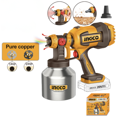 Pistoale de vopsit electrice - Pistol vopsit 20V 800 ml 120 DIN s debit mare rezervor inox pentru vopsea si lac