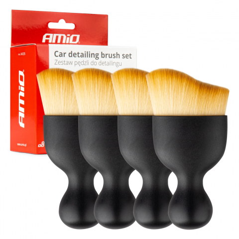 Perii si lavete auto - Set 4 Perii Detailing Auto, maner ergonomic, peri fini sintetici
