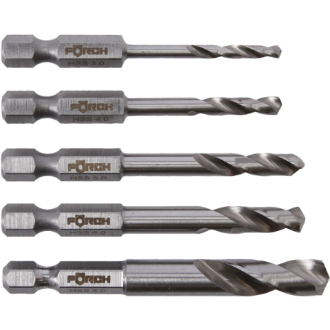 Accesorii scule electrice - Set Burghie HSS cu Tija Tip Bit, Rectificate, pentru Surubelnite si Mandrine, 5 Piese