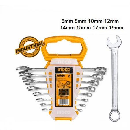 Chei si truse chei - Set 8 chei combinate, 6-19mm, otel Cr-V, suport plastic, uz industrial