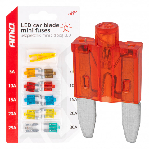 Sigurante Auto - Set 10 buc Sigurante Auto Mini Tip Lama cu Indicator LED