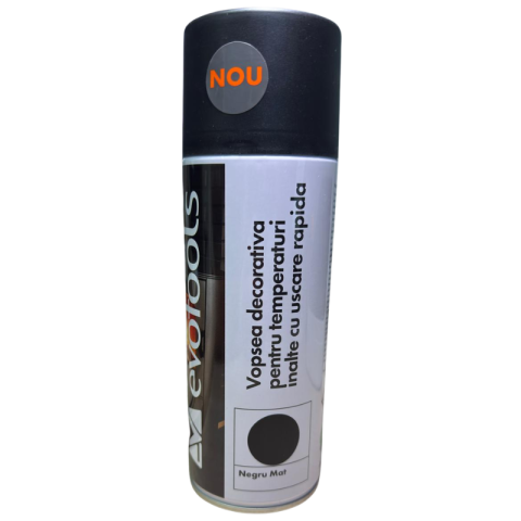 Auto - Spray vopsea temperaturi inalte, 400ml, negru mat, pentru metal gratar tevi sobe