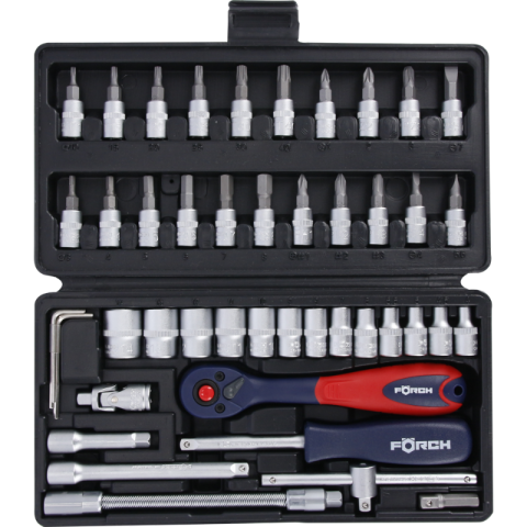 Scule si unelte - Trusa chei profesionale, tubulare hexagonale, 1/4'', 46 piese, Forch