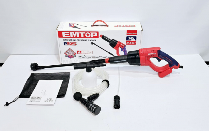 Aparat de spalat cu presiune fara incarcator si acumulator, 24 bari, 6 capete, geanta inclusa - ELPW2025012, EMTOP [14]