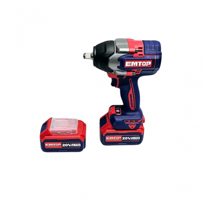 Bormasina de impact si insurubat cu 2 acumulatori 4.0AH, motor fara perii (brushless), 850Nm, cutie de transport - ECiWL2085, EMTOP [8]