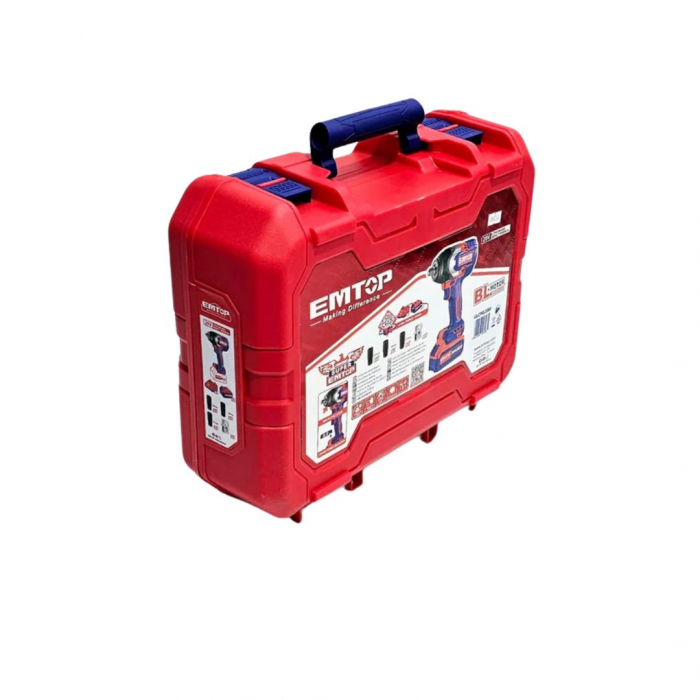 Bormasina de impact si insurubat cu 2 acumulatori 4.0AH, motor fara perii (brushless), 850Nm, cutie de transport - ECiWL2085, EMTOP [10]