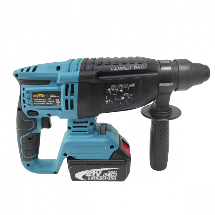 Ciocan rotopercutor cu 2 acumulatori , Mustang , 21 V , 4 AH , 1.9 J , 1150 RPM , 2 Mandrine , Model 2023 [9]