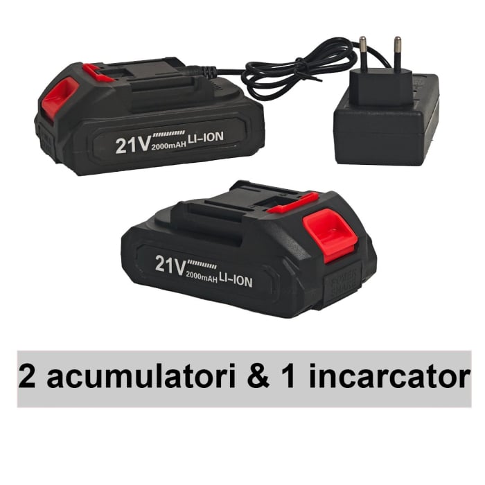 Drujba /mini fierastrau cu acumulator DDT-CRISTAL, Indicator procentaj baterie, sistem de ungere automat, 2 Lame + 2 Lanturi 8" [6]