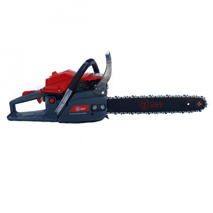 Drujba (motofierastrau) pe benzina DDT 0053, 6 CP, 58 CC, 2 timpi, 45 cm lungime lama, pornire la sfoara, 0.55 l capacitate rezervor, 0.325 pas lant, 2 lame, 2 lanturi [3]