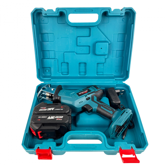 Fierăstrău tip sabie cu acumulator DDT CRISTAL 36V, Viteza Variabila , Adancime de Taiere 115mm Lemn, 8mm Otel, 12mm Aluminiu, 2 baterii + încărcător, valiză de transport [8]