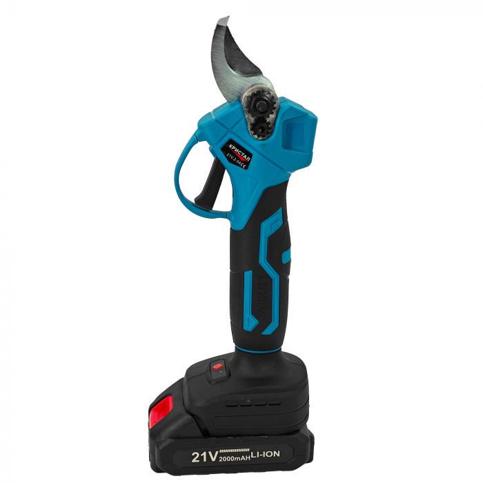 Foarfeca electrica pentru vita de vie, crengi, DDT-CRISTAL cu 2 Acumulatori 21 V, 2000 mAh, Albastru [2]